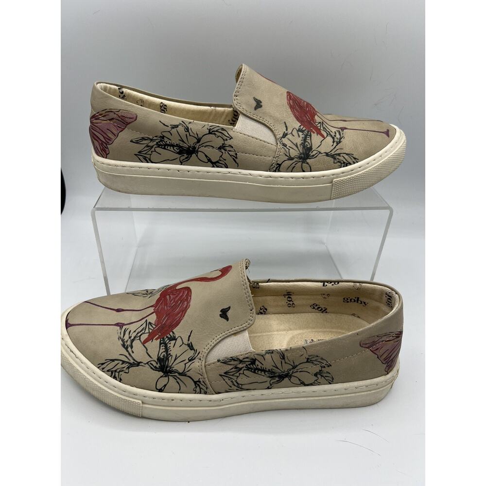 Goby Flamingo Print Slip On Sneakers Women’s 6.5 EU 37 Art Shoes